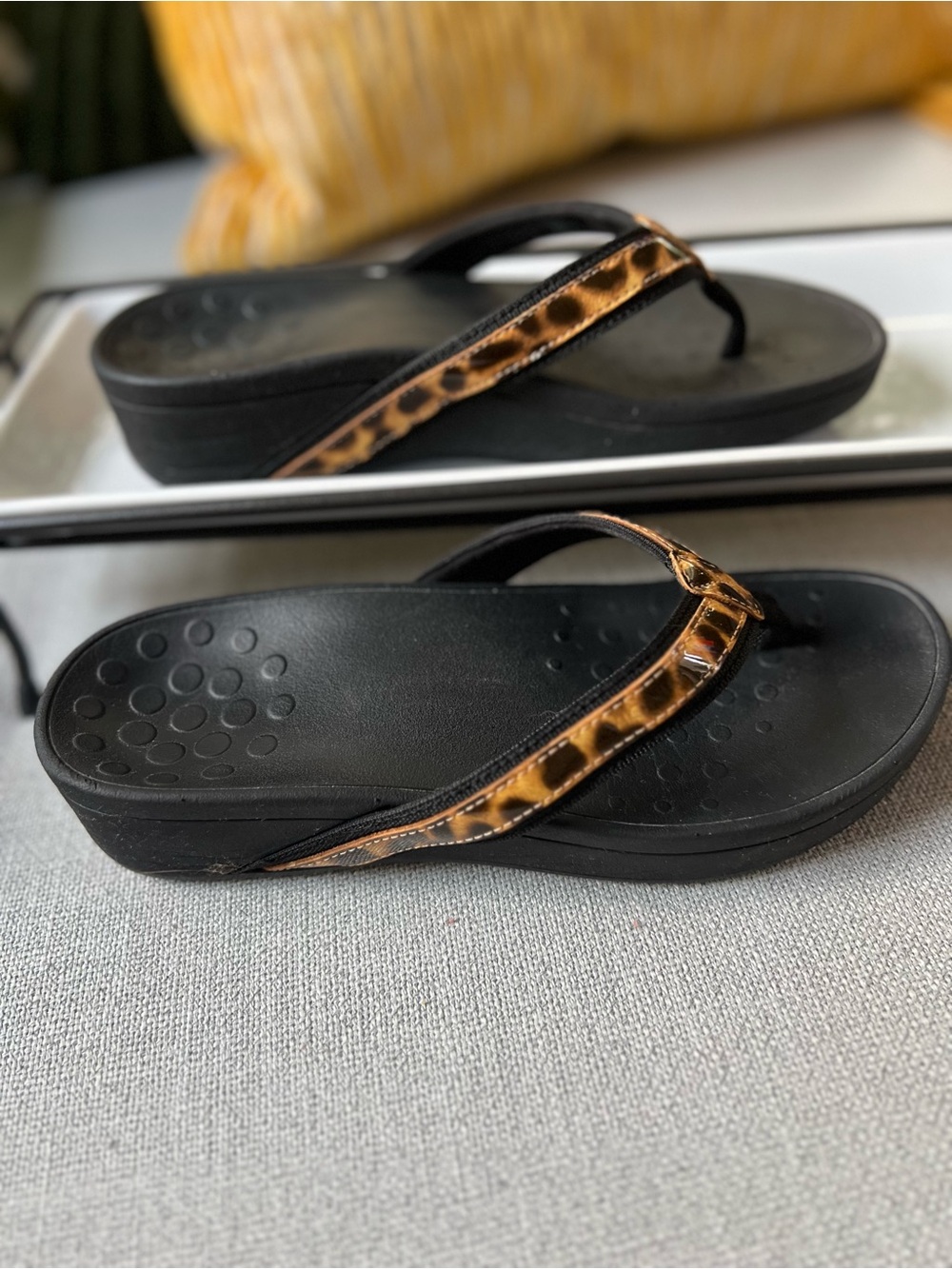 Vionic Black Sandals with Leopard-Print Straps - Picture 3 of 7